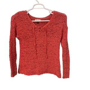 Sonoma Net‎ Mesh Sweater Swimsuit Coverup Coral Pink SZ L Loose-Knit BOHO EUC